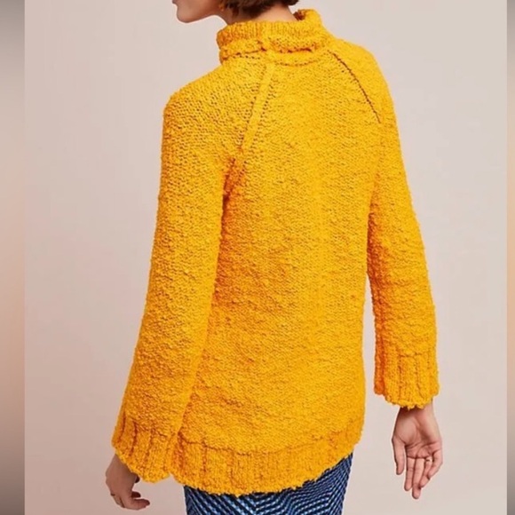 Anthropologie Moth Juliette Turtleneck Chunky Knit Sweater in Mango size X-Small - Picture 4 of 9